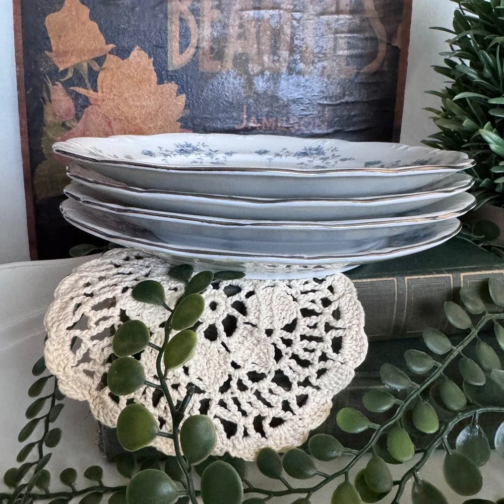 Set of 4 Johann Haviland Blue Garland Salad Plates Bavaria Germany 7.5 Inch